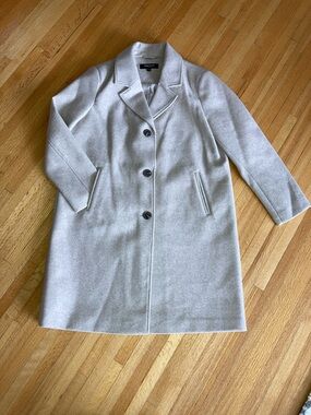 Kenneth Cole Light Gray Single-Breasted Wool-Blend Coat